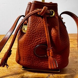 Dooney & Bourke Brown Leather drawstring Shoulder Bag